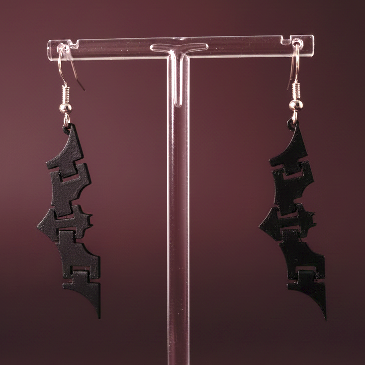 Batarang Earrings, 3D‑Printed Music Festival Jewelry