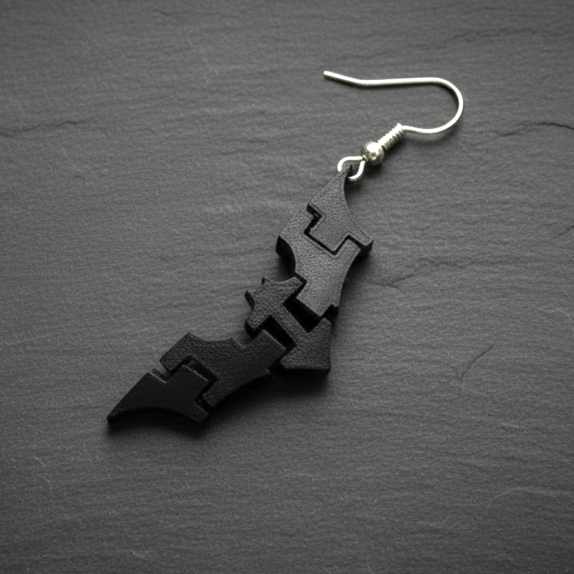 Batarang Earrings, 3D‑Printed Music Festival Jewelry