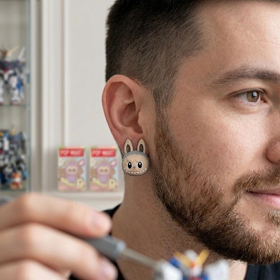 Kawaii Monster Stud Earrings, 3D‑Printed Festival Jewelry