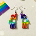 Gay Pride Minifig Earrings, 3D Printed Queer Jewelry